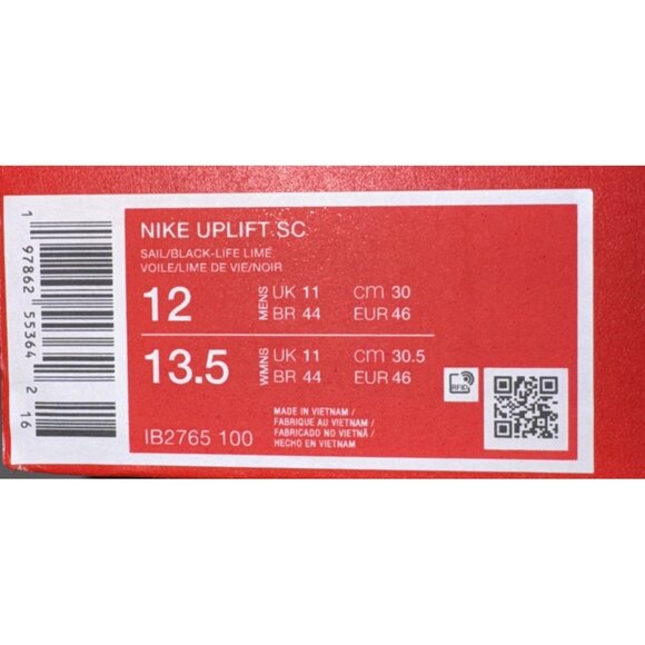 Nike Uplift SC Mens Athletic Running Shoes Size 12 Sail Black Lime IB2765-100 - Picture 9 of 9